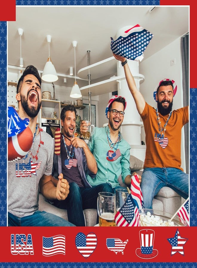 Ecation 118 Pcs Patriotic Necklaces & Pendants Bulk Set - Red White Blue USA Bead Jewelry for Veterans Day, Memorial Day, July 4th, America Celebration for 250, Parade Party - Image 4